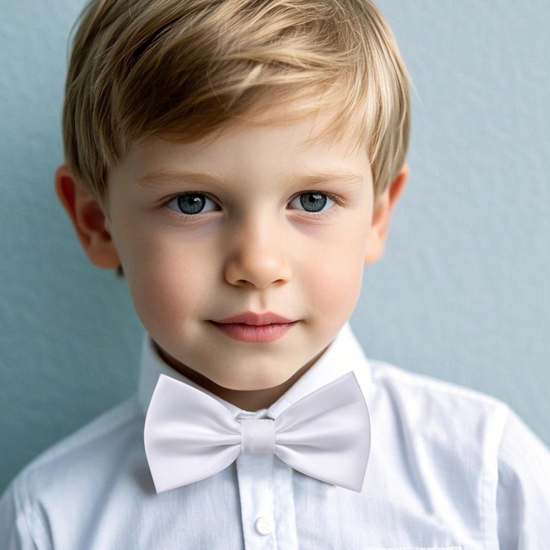 Branduce White Bow Ties for Boys Pre Tied Toddler Bow