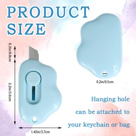 OT-NVWOZR 4PCS Cute Box Cutter Retractable, Mini Cloud Letter Openers Envelope Slitter with 4 Silicone Keychains, Safety Shaped Utility Knife with Keychain Hole for School Office College Supplies