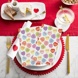 Horaldaily 100 Valentine Disposable Paper Decorative Guest Napkins, Colorful Tiny Heart Hand Towel for Party Lunch Dinner Kitchen Bathroom