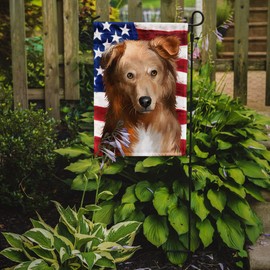 Caroline's Treasures CK6418GF Basque Shepherd Dog American Flag Garden Flag Mailbox Flag Decorative Yard Flag Banner Outside Patio Artwork Yard Flower Beds, Garden Size, Multicolor