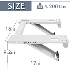 Flamorrow Window Air Conditioner Bracket, Heavy Duty Air Conditioner Support Bracket with 2 Arms, Universal Window AC Bracket Holds Up to 200 lbs for 5000 to 22000 BTU