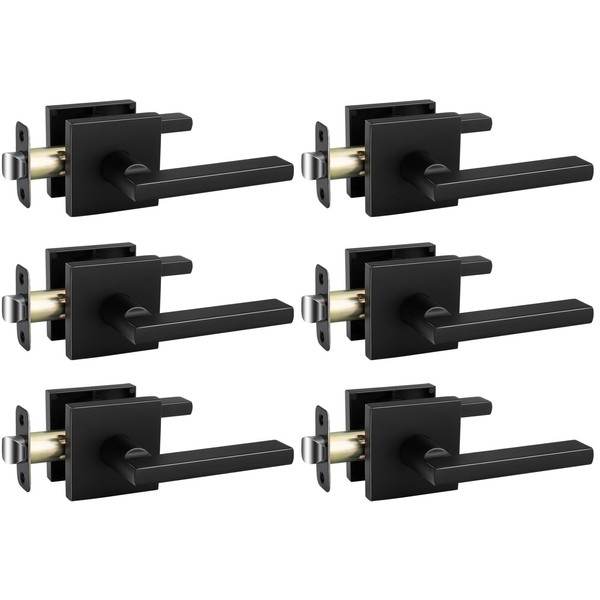 goldenwarm Black Passage Door Handles, Zinc Alloy Matte Black Closet
