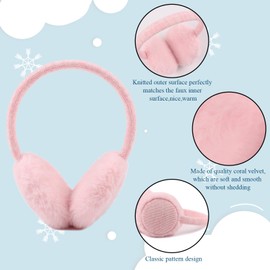 Outdoor Winter EarMuffs for Kids Boys Knitted Ear Cover Plush Toddler Girls Ear Warmer 3-8 Years (Pink)