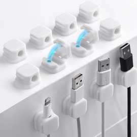 Xialvyu 12 Stück Kabelhalter Kabelclips, Magnetischer Schreibtisch Kabelorganisator, Kabelmanagement, Selbstklebend Kabelhalter für Ladekabel, USB, Audio-Kabel, Schreibtisch, Nachttisch