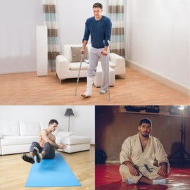 GRPSKCOS Mens Non Slip Socks 3 Pairs Size 8-13 Non Skid Sticky Grip Thick Anti-Skid Pilates Yoga Socks Hospital Slipper House Socks(02 3White, 11-13)