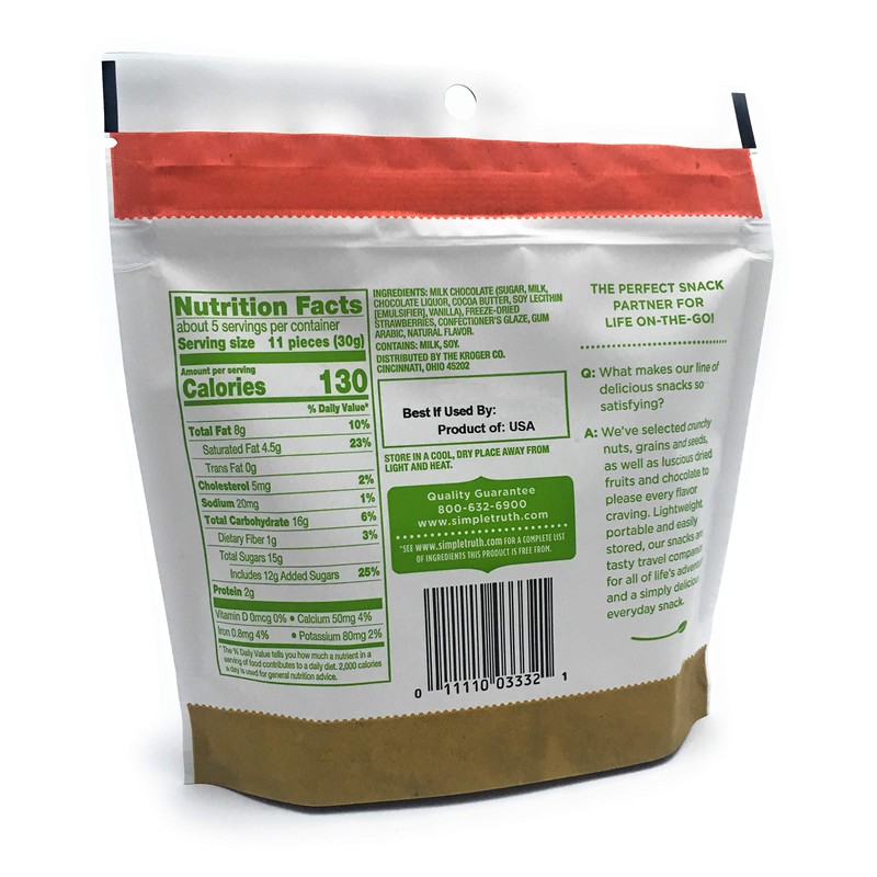 Simple Truth Freeze-Dried Strawberries in Milk Chocolate, 5 oz (Pack