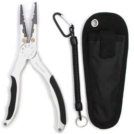 CRAZY SHARK Aluminium Fishing Pilers, Stainless Steel Hook Remover Fishing Tools, Saltwater Resistant Fishing Gear, Spilt Ring Pilers, Tungsten Carbide Cutters, Braid Line Cutters (Silver)