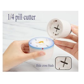 Pill cutter, 1/4 dispenser, 1/2 dispenser sturdy tablet cutter, hidden blade+fine grinder, perfect for cutting vitamins and grinding hard pills