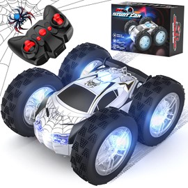 Wupuaait Remote Control Car for Kids, RC Stunt Cars Toys for Boys Ages 4-7 with Cool Double-Sided Pattern and LED Flash, 1:24 Vehicle Toy Car Hobby Racing Car Toys Gift for 3 4 5 6 7 8 9 Year Old Boys