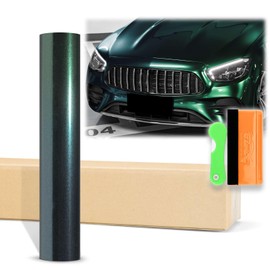 EZAUTOWRAP 12"X60" (1FTx5FT) Premium Super Gloss Metallic Midnight Green Glossy Sticker Decal DIY Car Auto Vehicle Vinyl Wrap Air Release Bubble Free Self Adhesvie Peel and Stick Free Tool Kit