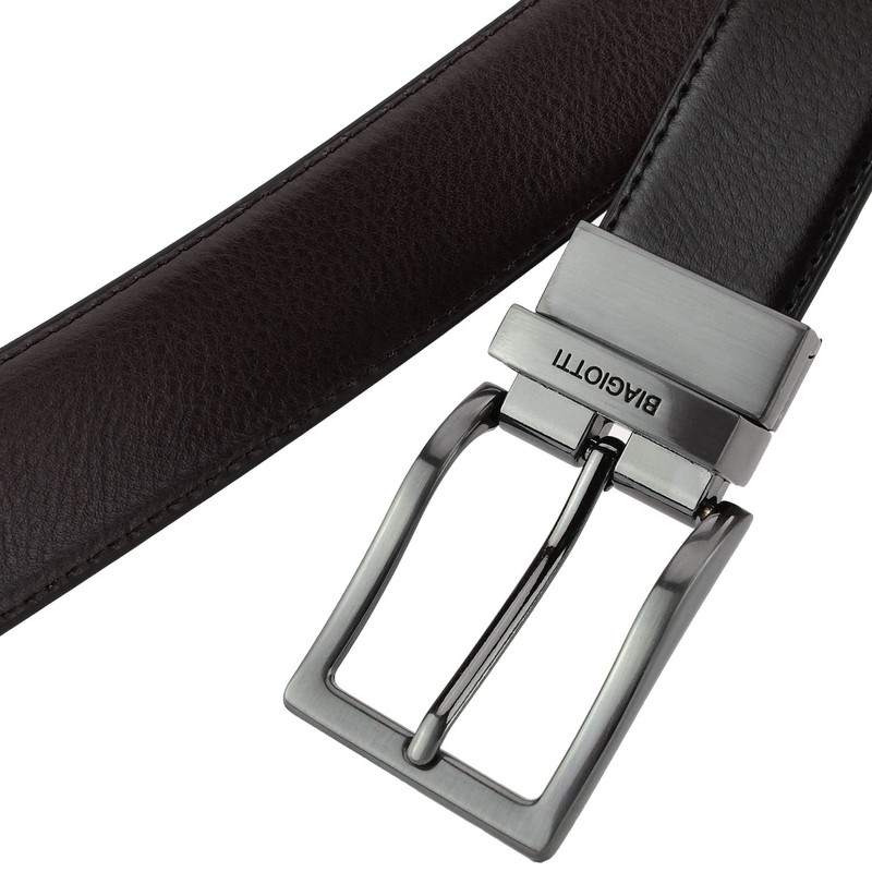 Laura Biagiotti Mens Reversible Genuine Leather Belt 3.5cm High Adjustable