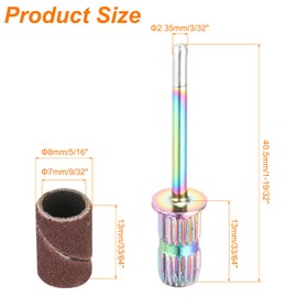 HARFINGTON 100pcs Sanding Bands for Nail Drill, 180 Grit Sanding Band with 6mm / 15/64" Colorful Mandrel, Drill Bits Nail Tech File for Acrylic Gel Nail Shaping Polishing, Brown