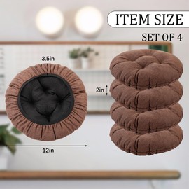 LYLNBYWK Bar Stool Covers Set of 4, Stool Covers Round with Elastic Band Pad, Soft Stool Seat Covers, Nonslip and Washable, 12 Inch, Brown