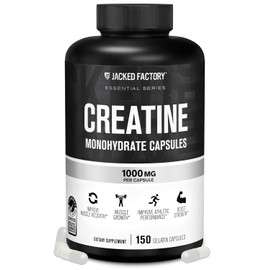 Jacked Factory Cápsulas de monohidrato de creatina: pastillas de creatina para el crecimiento muscular, mayor fuerza, mayor producción de energía y mejor rendimiento atlético - 150 C