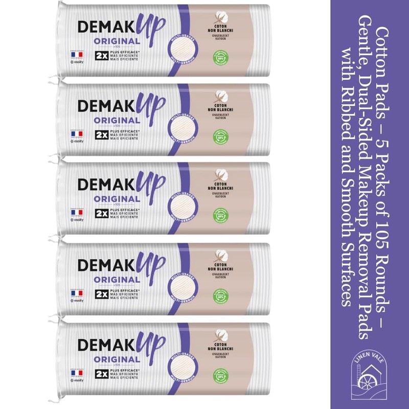 Cotton Pads – 5 Packs of 105 Rounds – Gentle,