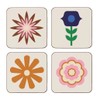 4 Coaster Set 60s 70s Retro Flowers
