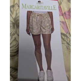 Margaritaville shorts Island Reserve yellow linen blend floral drawstring M