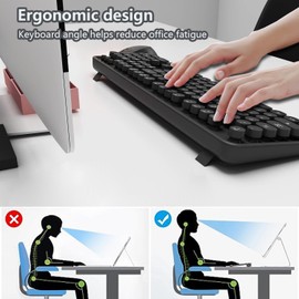 Wireless Keyboard and Mouse Combo, Retro Typewriter Style Keyboard with Round Keycaps, 2.4GHz Dropout-Free Connection Mouse with,Computer PC Desktops Laptop WindowsxP/7/8/10 (Black)