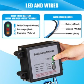 Jack Boss Trailer Breakaway Kit, LED Test Controller System, Universal for Brakes of Trailer Vehicle Automotive