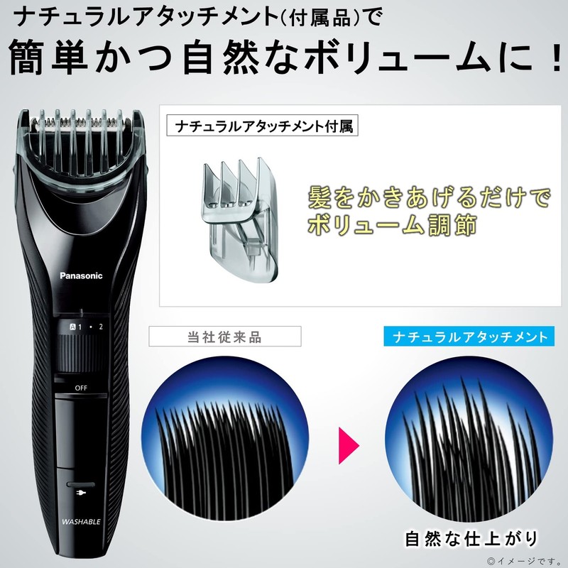 Panasonic ER-GC55-K Hair Cutter, Clipper, Compatible with Two Block, Charging/Alternating