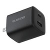 Elecom EC-AC11045BK Charger, 45 W, 2 Ports, Type-C USB-A, USB,