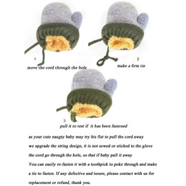 Knitted Wool Gloves Winter Warm Fluffy Full Finger Mittens Cute Cartoon Gloves Thicken Velvet Hanging Neck Mittens Birthday Xmas Gifts for 0-3 Y Kids (beige#C, Length: 14 cm, palm width: 8 cm)