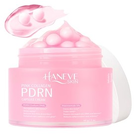 Pink Collagen PDRN Capsule Cream – Hidratante facial hidratante y estimulante del resplandor con PDRN (ADN sódico), niacinamida al 5% y cápsulas de colágeno – 2 onzas
