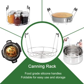 7 in 1 Canning Kit Include Steamer Rack,Canning Funnel,Jar Lifter,Wrench, Tongs,Lid Lifter/Bubble Remover Tool.Suitable for Easy Learning and Making of Household Mason Canning (Green)