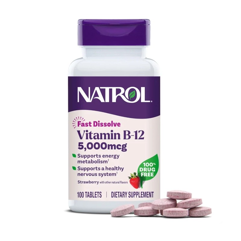 Natrol Vitamin B12 5000mcg Fast Dissolve 100 Tabs Energy Nervous