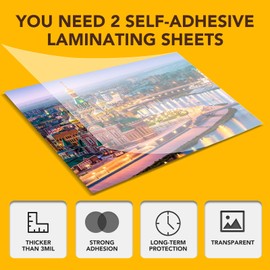60 Pack Self Adhesive Laminating Sheets, 9 X 12 Inch, Clear Sticker Laminate Sheets Waterproof for Documents, Photos, No Machine Needed Heatless Durable