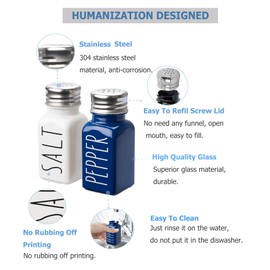 Salt And Pepper Shakers Set,Farmhouse Salt Shaker, Farmhouse Kitchen Decor, Blue Decor, Cute Salt Shaker,Modern Farmhouse Decor,Glass Salt And Pepper Shakers Set Letters No Rubbing Off(BLUE)