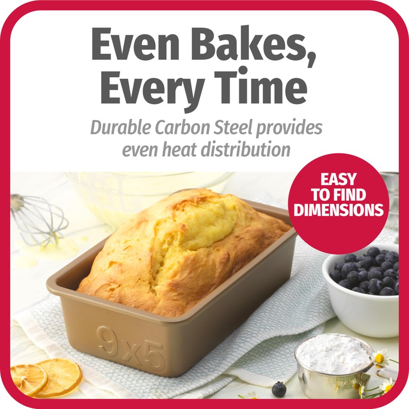 GoodCook BestBake Nonstick Textured Carbon Steel Loaf Pan, 9" x