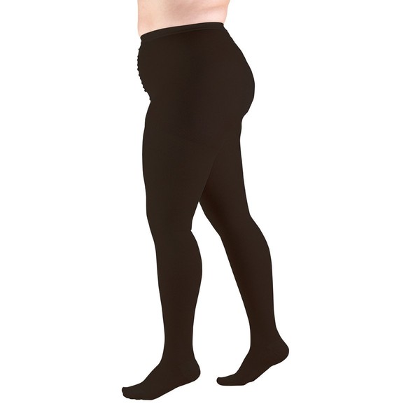 Truform 20-30 mmHg Compression Pantyhose, Plus Size Women's Support Tights Hosiery, Black, X-Tall