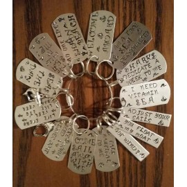 Unbranded Hand Stamped metal Keychain Shark Nautical gift ID tag pendant funny You Pick 1