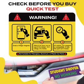 5-Pack HEY-OKEY Student Driver Magnet for Car – Funny & Reflective Rookie Signs – Metal Only (Not Plastic/Aluminum) – Reusable Car Magnets 10 x 3.5 in