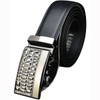 QHA Mens Automatic Buckle Leather Belt-Black-30-34"
