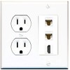 15 Amp Duplex Round Power Outlet 2 Cat6 Ethernet 1