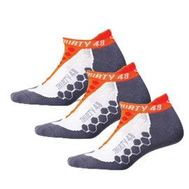 Thirty48 Calcetines para correr para hombres y mujeres con tela Coolmax que mantiene los pies frescos y secos, 1 par o 3 pares, 3 pares: naranja/gris., Large - Women 11-13 // Men 10-11.5