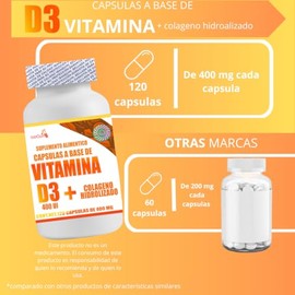 Vitamina D3 400 UI & Colageno UI 120 capsulas de 400 mg