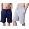 TEERFU Mens Twin Pack Lounge Shorts Stretch Jersey Sleep Night