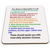 Five Rules to Remember in Life Novelty Funny Square Glossy