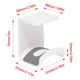 Adyoney 1Pcs White ABS Plastic Headphone Stand Hanger, Hanging Headset Holder Hook Under Desk, Adhesive Earphones Hangers for Desk Headphone Hanger, Most Headphones and Controller