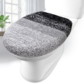 Arotive Soft Microfiber Bathroom Toilet Lid Cover, Machine Washable Seat Covers, 17.5 x 15, Stays in Place Rubber Backing, Fits Most Round, Elongated and Oblong Lids, Accessories Decor, Black