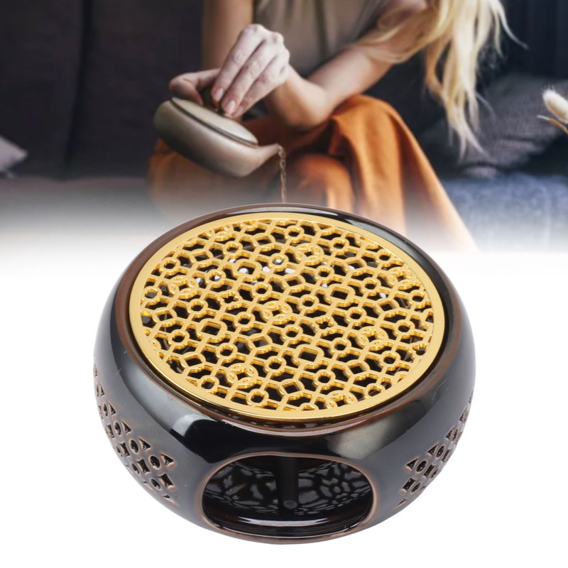 Bronze Brown Tea Light Teapot Warmer Hollow Concave Looking Ceramic