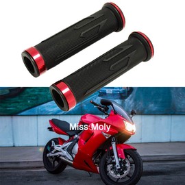 7/8" Motorcycle Hand Grips, Aluminium Motorcycle Rubber Grips for CBR Shadow Ninja GSXR YZF (Red)