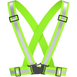 Reflective Vest Running Gear, High Visibility Adjustable Safety Ves for Night Cycling,Hiking, Jogging,Dog Walking (1, Green)