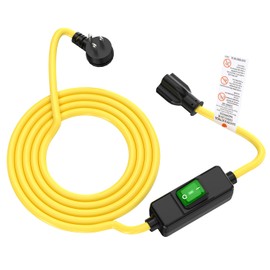 15FT Waterproof Extension Cord with On/Off Switch - NEMA 5-15P to 5-15R/ 5-20R/ 6-15R/ 6-20R, 12AWG SJTW Outdoor Power Cable, IP57 Rated, 23A 125V, Ideal for Outdoor Lights, Pumps, Christmas Trees