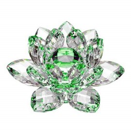 Amlong Crystal Hue Reflection Crystal Lotus Flower with Gift Box, Green (3-Inch)