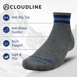 CloudLine Merino Wool Running Socks for Men and Women - Ankle, Thin, Anti-Blister, Moisture Wicking, Made in USA - Royal, Size X-Large, 1 Pair