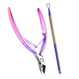2 Stück Nagelhaut Trimmer mit Nagelhautschieber,Bunt Farbverlauf Cuticle Trimmer,Nagelhautschieber,Rosafarbiger Gradient